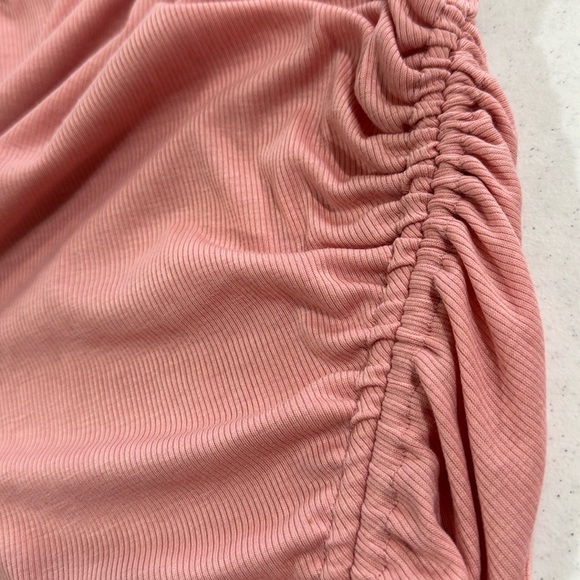 21 Saints Maxi Ribbed Ruched Tie Side Slit Dress Rose Pink Small Women’s - Picture 8 of 11